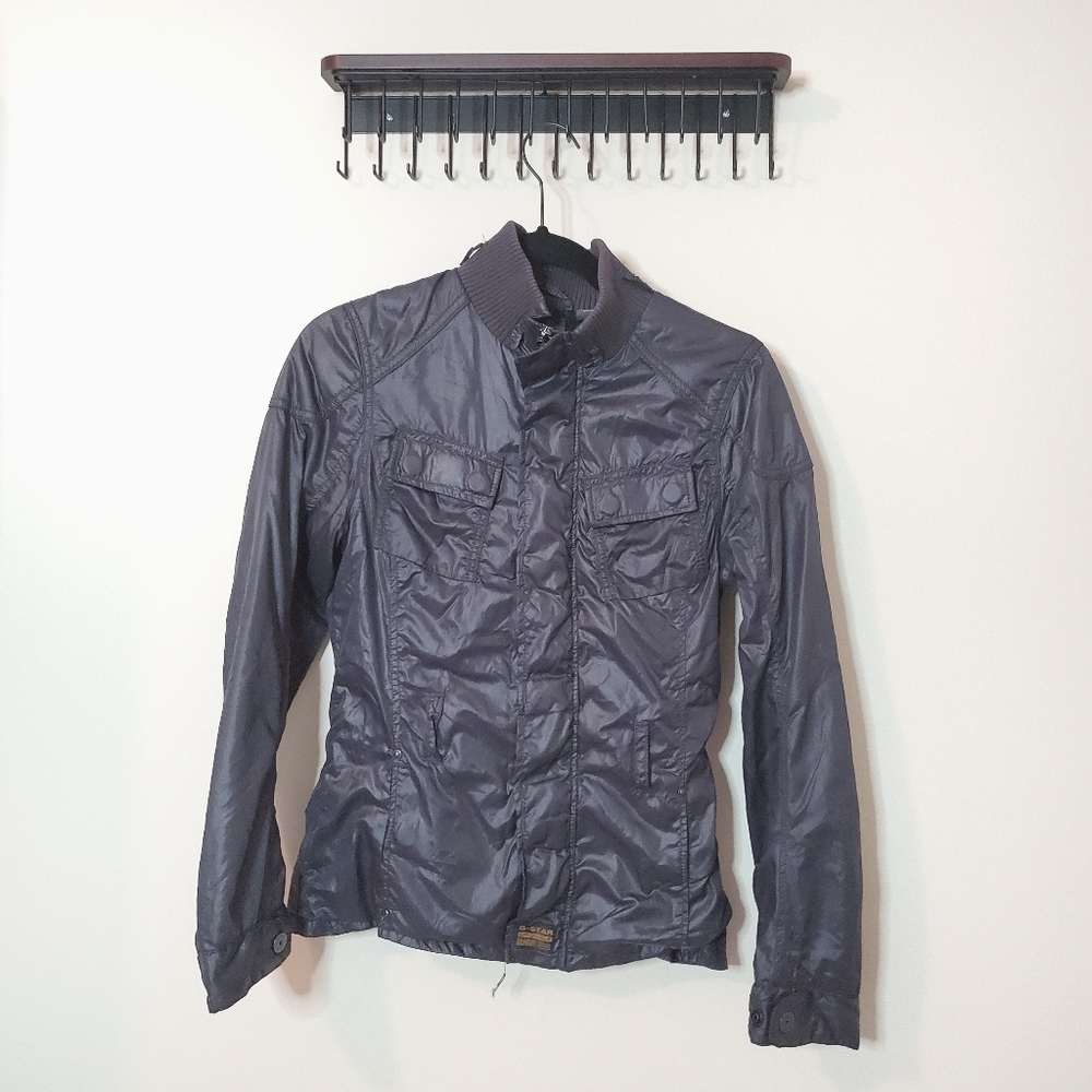 G-Star Raw Black Moto Full-Zip Jacket Size Small
